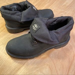 Timberland Roll Top Black Wear-Leather Boots Boy 6